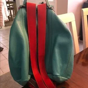 Bags | Gorgeous Turquoise And Red Leather Backpack | Poshmark